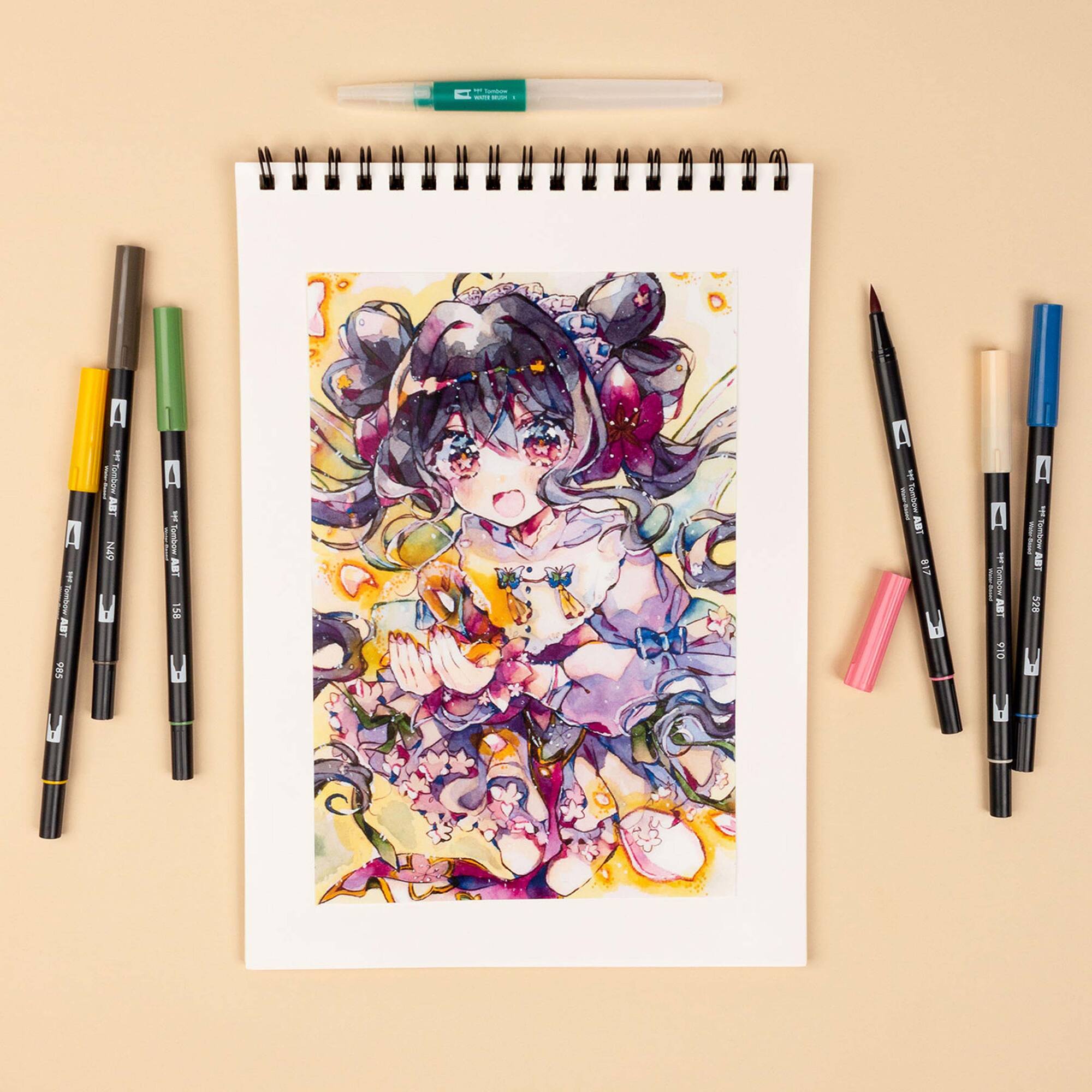 Tombow Flowers Manga Illustration Dual Brush Pen Art Set